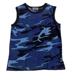 GIORDANO ノースリーブ タンクトップ 迷彩柄 ブルー