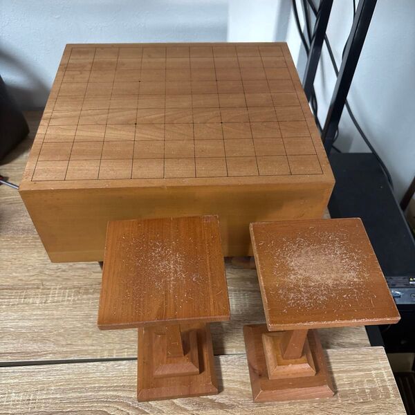 将棋盤 脚付き ヘソ有り 厚み約14.2cm 駒台付き 状態普通 最安値