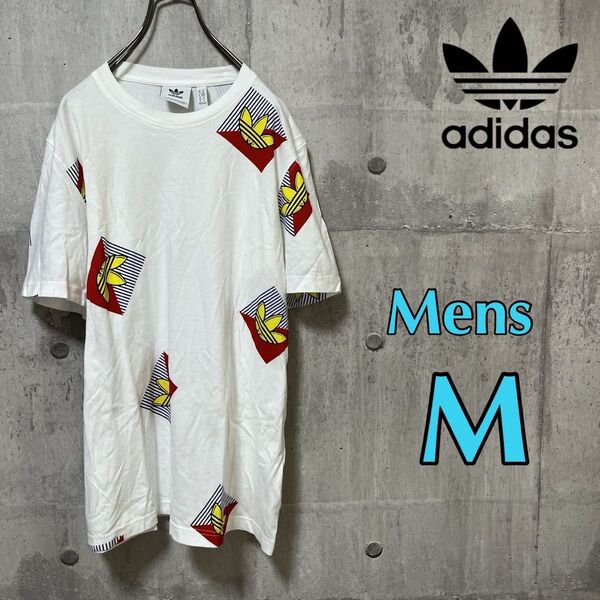 adidas 半袖 Tシャツ ロゴ柄 ホワイト メンズM相当