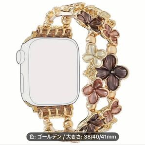 Apple Watch フラワーモチーフ ベルト ゴールド 38/40/41mm