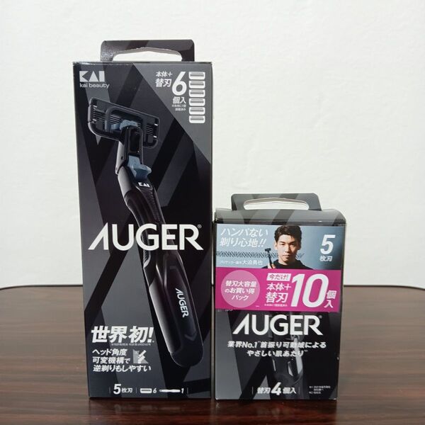 6-80 AUGER メンズ剃刀 替え刃セット ホルダー1本 替刃10個 貝印