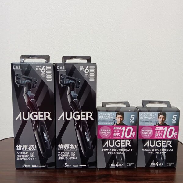 7-140 AUGER メンズ剃刀 替え刃セット ホルダー2本 替刃20個 貝印