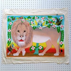 ● アフリカの絵画、ティンガティンガ『 Simba 』 Tingatinga by Zuberi 70*50cm