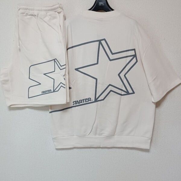 STARTERスターター新品未使用上下セットアップTシャツ半袖ハーフパンツホワイト系サイズXL