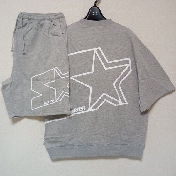 STARTERスターター新品未使用上下セットアップTシャツ半袖ハーフパンツグレーサイズXL
