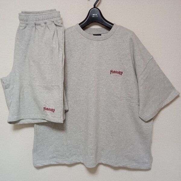 THRASHERスラッシャー新品未使用セットアップ上下Tシャツハーフパンツy2kグレーサイズL