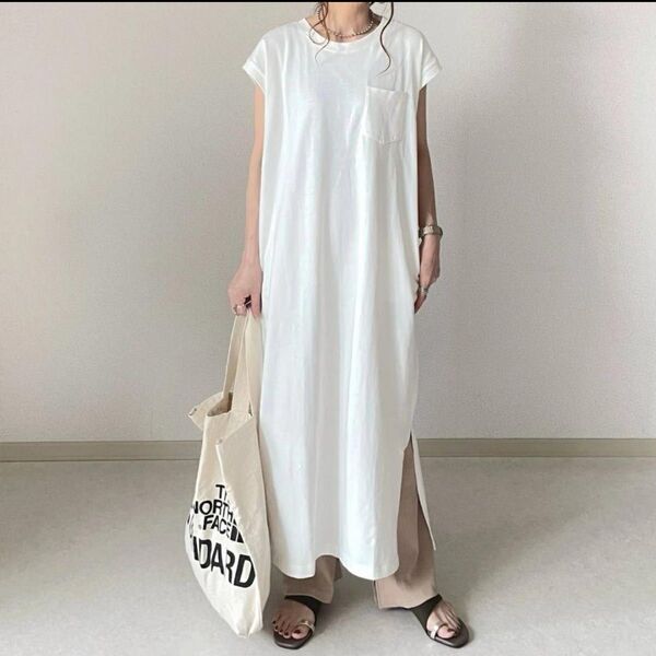ワンピース Tシャツワンピース フレンチスリーブ ロング丈