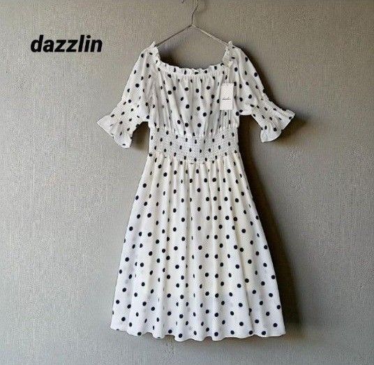 【タグ付き】dazzlin☆ドット柄 シフォン ワンピース/S〜Mサイズ