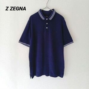 ZEGNA☆綿100%/高級メッシュポロシャツ/ネイビー