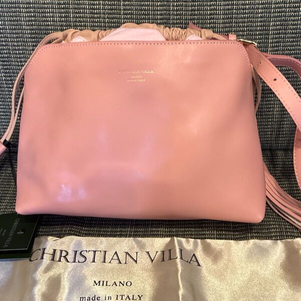 新品未使用品 Christian Villa ショルダーバッグ ピンク イタリア製