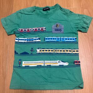 クレードスコープTシャツ 電車柄 グリーン 半袖Tシャツ