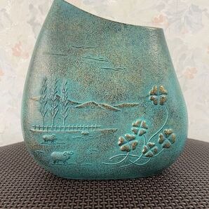 渡辺環水 招福 花器 羊とクローバー