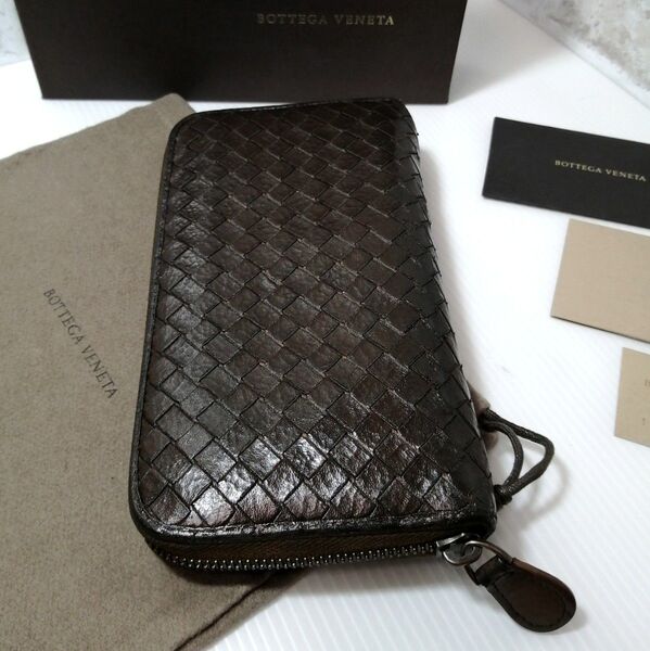 ★ボッテガヴェネタ★ロングウォレット イントレチャート 本革 ラウンドファスナー 長財布 BOTTEGA VENETA