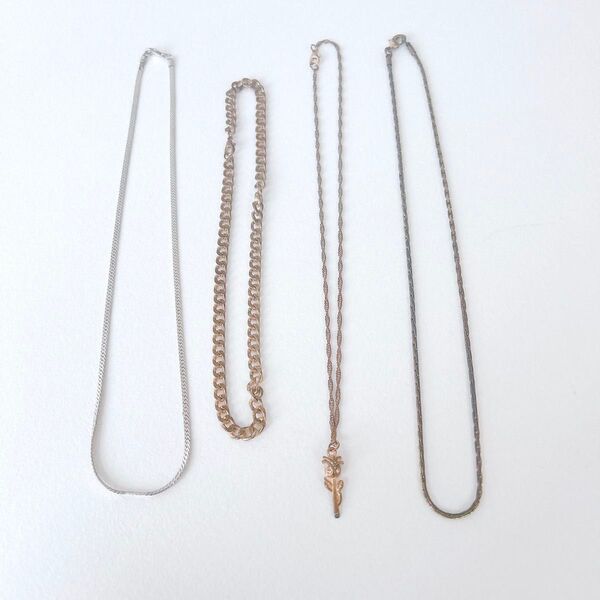 ネックレス 4本 セット まとめ売り シルバー ゴールド チェーン アクセサリー