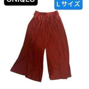 【試着のみ】ユニクロ ガウチョパンツ L えんじ色