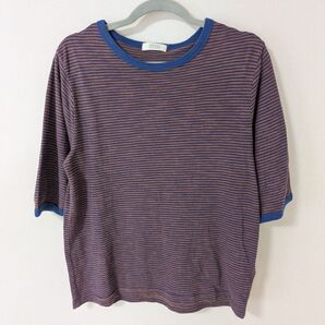 ローリーズファーム ボーダー 5分袖 Tシャツ 茶 青 F
