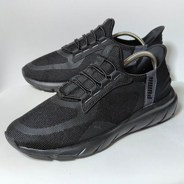 【美品】プーマ ソフトライド PUMA SOFTRIDE ハンズフリー スニーカー スリッポン 25.5cm オールブラック