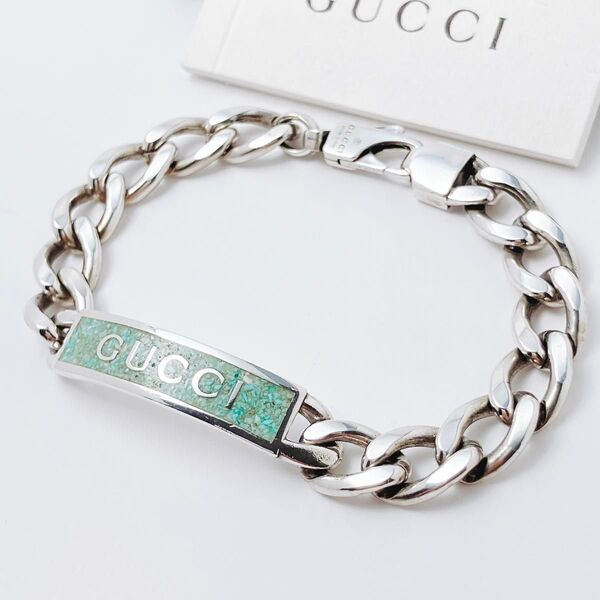 洗浄済*グッチ GUCCI 925 ブレスレット シルバー メンズ ON405 アクセサリー チェーン レディース