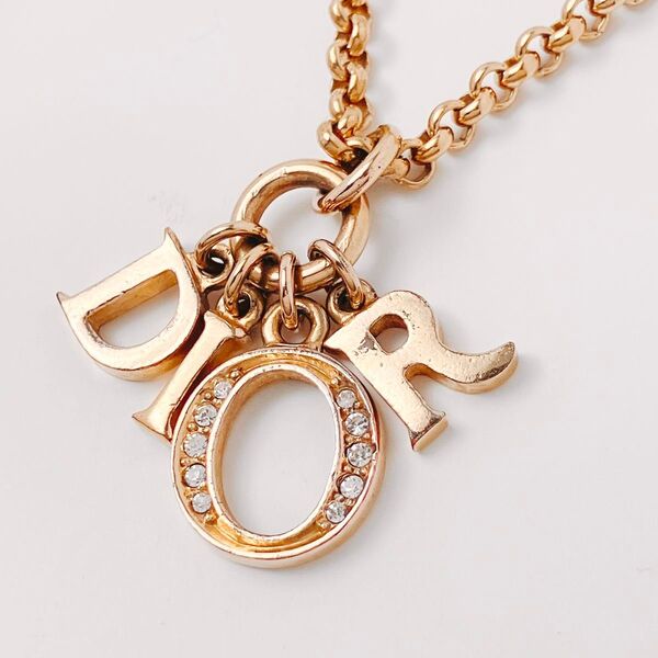 ディオール dior ネックレス ゴールド レディース ON293 アクセサリー ラインストーン ロゴ