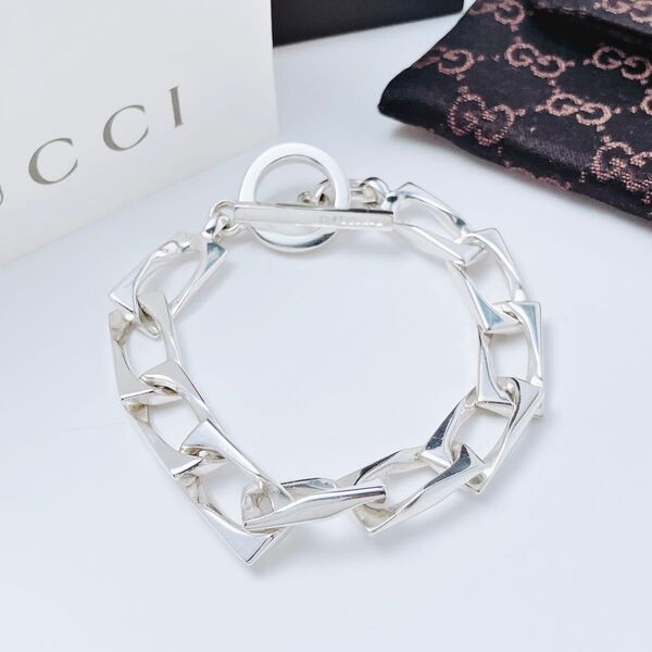 グッチ GUCCI 925 フィガロ チェーン ネックレス シルバー Y610 アクセサリー レディース ヴィンテージ