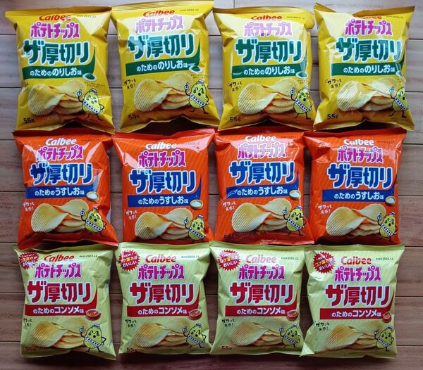 カルビー ポテトチップス 厚切り うすしお コンソメ のりしお 12袋セット