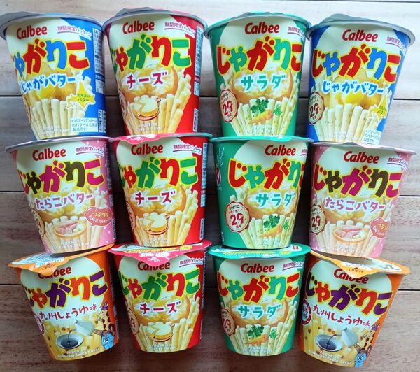 Calbee カルビー じゃがりこ サラダ チーズ じゃがバター たらこバター 九州しょうゆ 5種類 12個セット