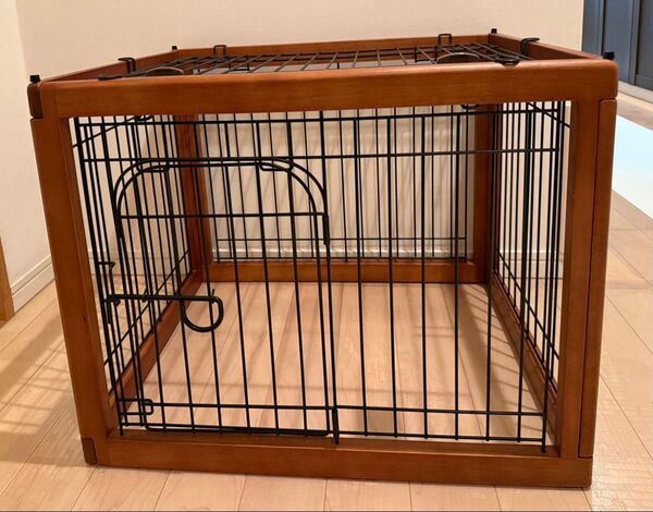犬用 木製 ケージ ブラウン 屋根付き トレイなし ペットケージ 小型犬