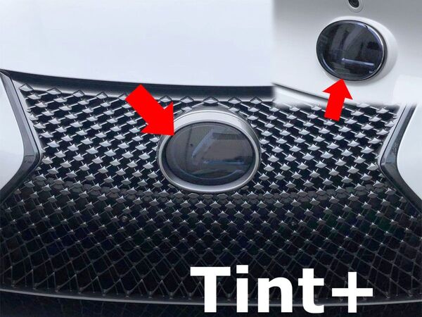 Tint+カット済み エンブレム スモークフィルム(スモーク20% 前後2枚セット) レクサスLC500/LC500h