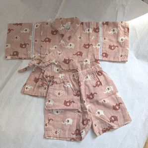 3can4can 男女兼用 ぞうさん柄甚平 80センチ 女の子 男の子