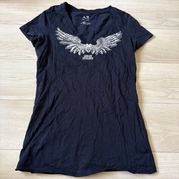 A/X ARMANI EXCHANGE Tシャツ 黒 Vネック レディース