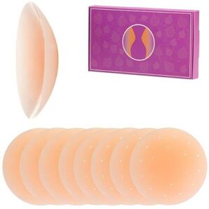 Ziifun 女性用 8個セット ニップルシール 肌に優しい 薄型 高吸着 再利用可能 洗える シリコンパッド 高品質素材 肌色