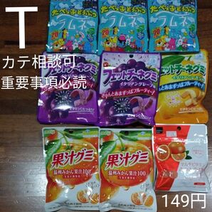 果汁グミ 温州みかん、マツキヨのど飴、たべっ子どうぶつラムネ、フェットチーネ