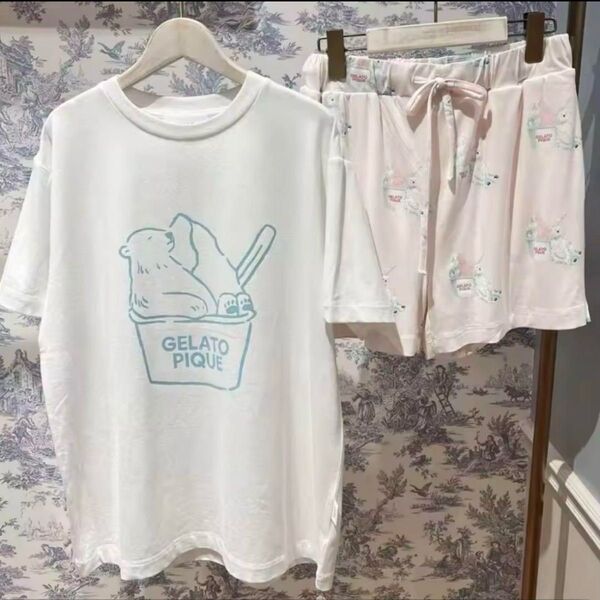 ジェラートピケ アイスクマ 白くま パジャマ セット ピンク ハーフパンツ