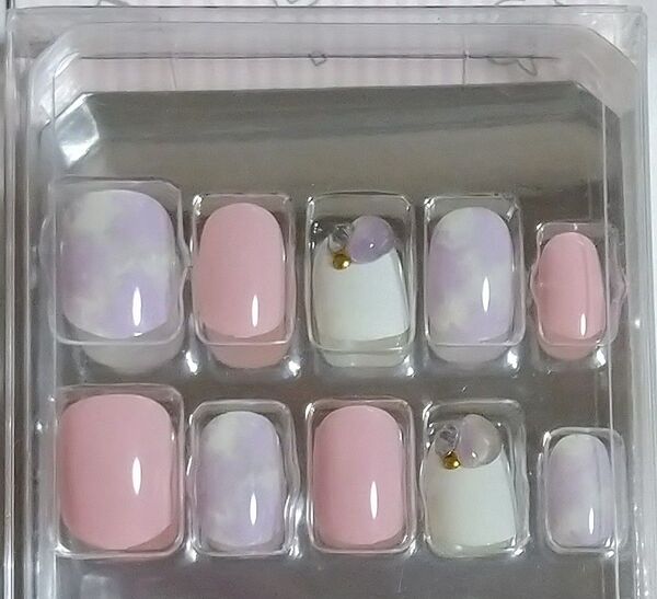 ウィングビート Annelily アンリリー ネイルチップ 7サイズ 16枚入 つけ爪 粘着グミ入 AN-054 ピンク パープル