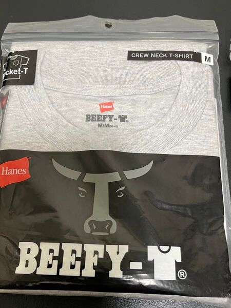 ヘインズ ビーフィー Tシャツ ポケット付き 半袖 1枚 グレー Mサイズ Hanes BEEFY-T