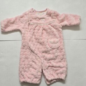 もこもこベビー服2点セット 2WAYカバーオール+ベスト 5070cm ピンク 送料無料 即日発送