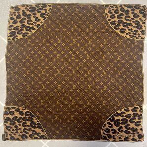 LOUIS VUITTON ルイヴィトン レオパード柄 シルク スカーフ モノグラム