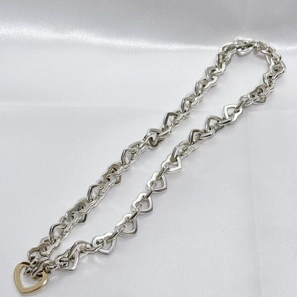 【美品】 ティファニー ハートリンク チェーン コンビ ネックレス K18 希少 TIFFANY Co アクセサリー チョーカー