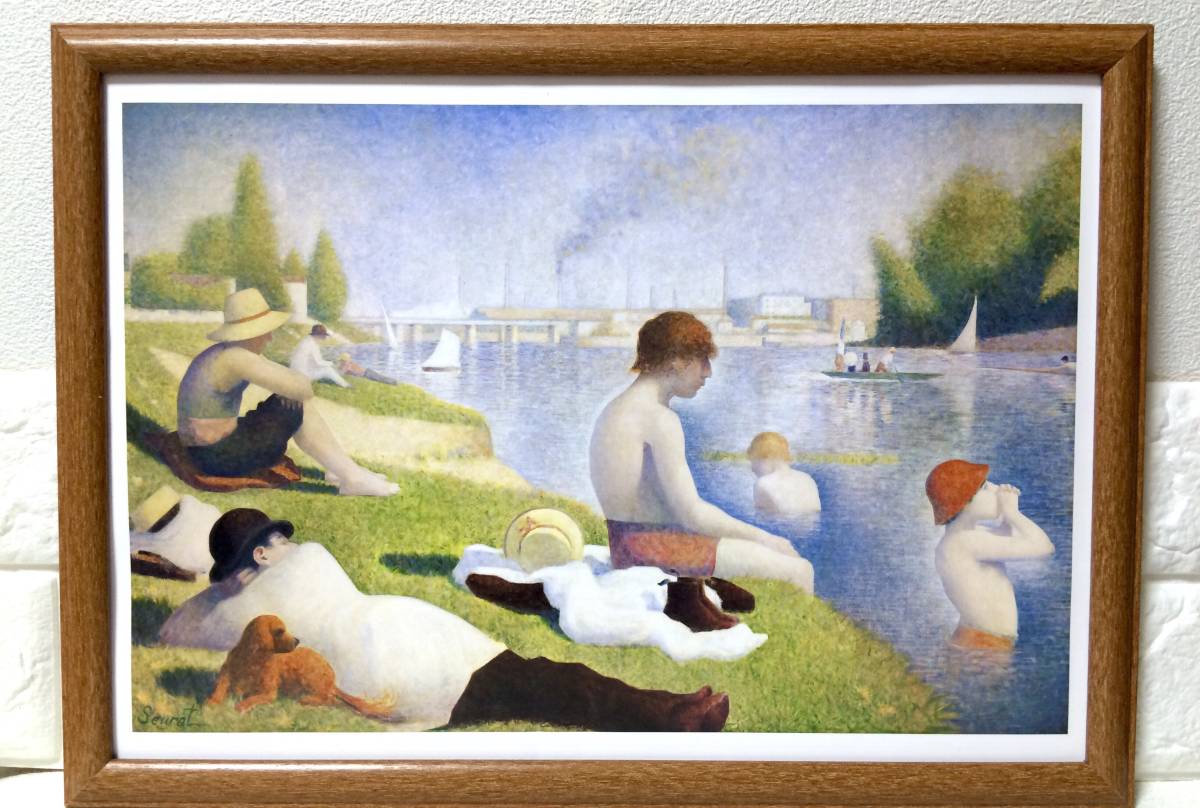 [شحن مجاني] سلسلة Georges Seurat Bathers الفنية المؤطرة من Asnières Yomiuri Shimbun (مؤطرة), تلوين, طلاء زيتي, طبيعة, رسم مناظر طبيعية