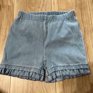 子供服 ショートパンツ デニム フリル ブルー