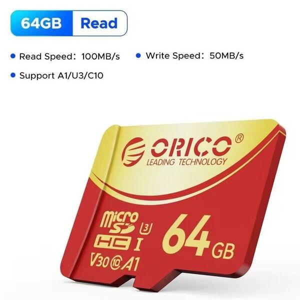 【3枚】ORICO microSDカード 64GB 高速 100MB/s A1 U3 C10 V30