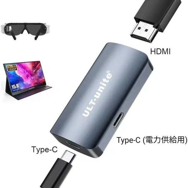 HDMI to USB Type-C/USB-C (DP-Alt) 変換アダプター 4K/60Hz