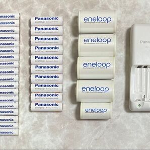 エネループ 単3&単4 合わせて 30本/スペーサー 7個/急速充電器セット eneloop