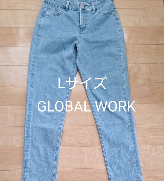 あったかウツクシルエットデニムスリムパンツ L GLOBAL WORK グローバルワーク