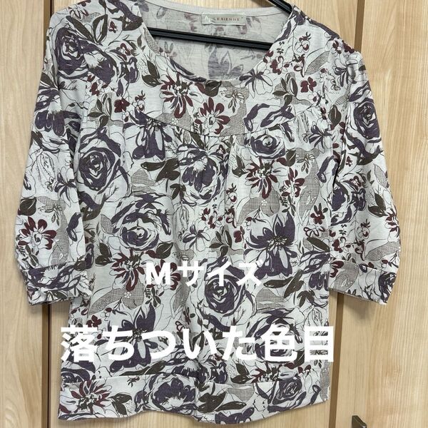 花柄 カットソー 七分袖 Mサイズ レディーストップス