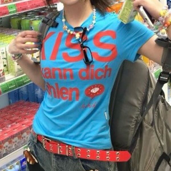 Y2K 00s ストリートロゴ Tシャツ ウィッシュコア 水色 平成ギャル S
