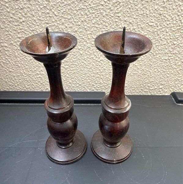 仏具 木目金 燭台 火立て ろうそく立て ダルマ 仏具 仏壇