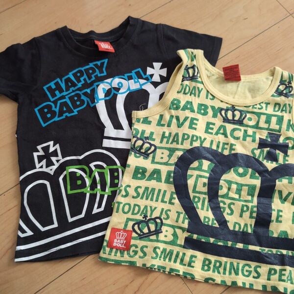 01 ベビードール 半袖Tシャツ タンクトップ 2枚セット 100cm キッズ 男の子