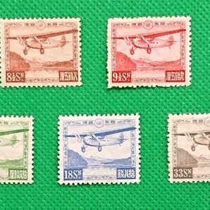 お買得!芦ノ湖航空/5種完品/NH/VF/OG/極上美品/1929年発行/日本初航空切手/カタログ価40,000円/No3984
