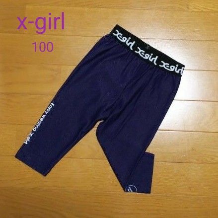 100cm♪x-girl レギンス スパッツ デニム インディゴ ロゴ 7分